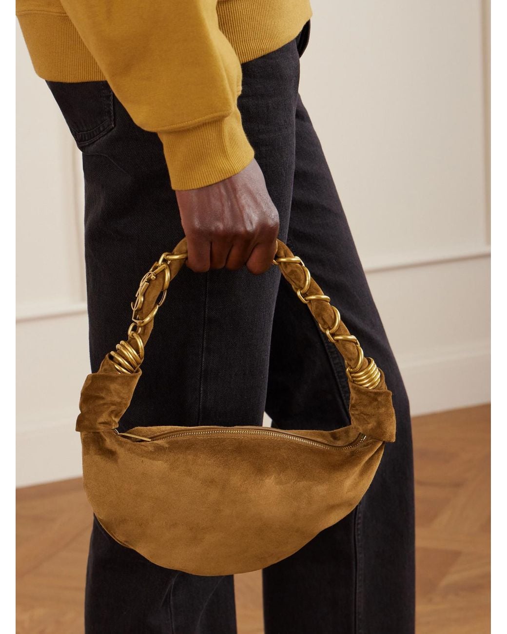 Saint Laurent Brown Amalia Mini Suede Shoulder Bag