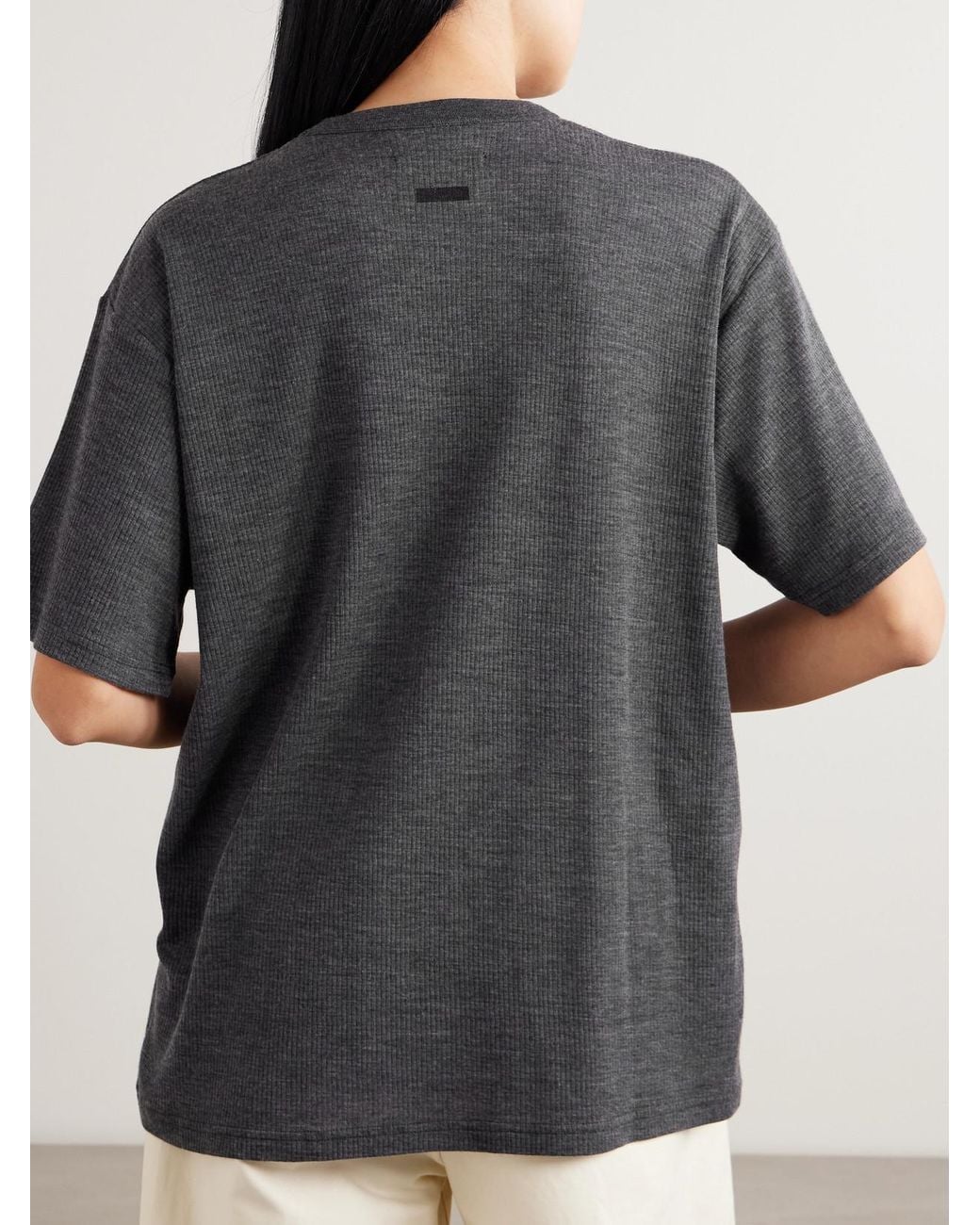 Ssstein Gray Ribbed Wool T-Shirt