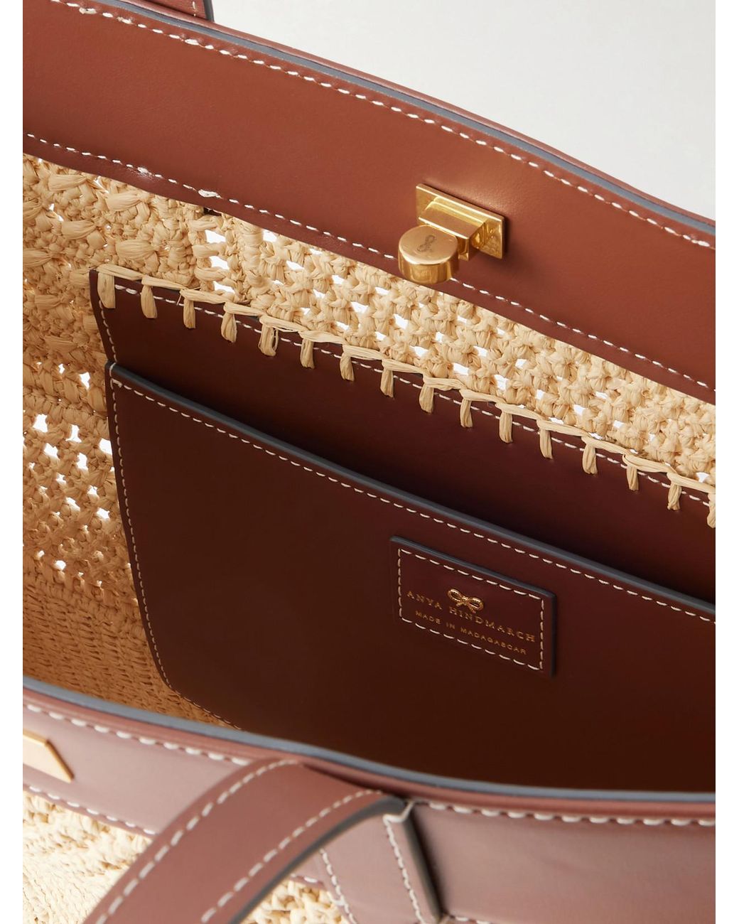 Anya Hindmarch Natural Mortimer Leather-Trimmed Woven Raffia Tote