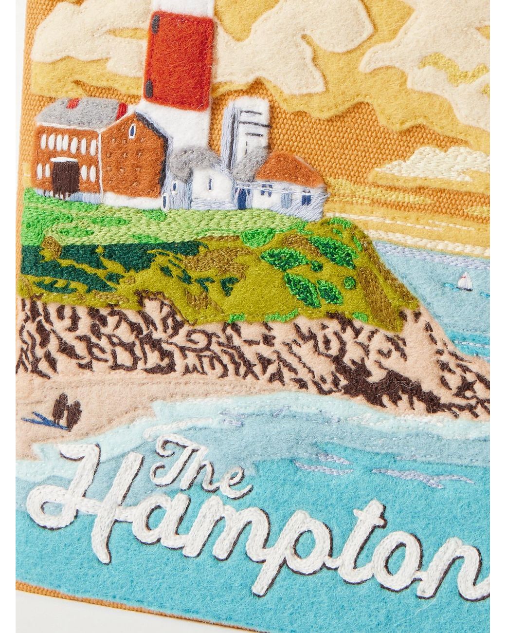 Olympia Le-Tan Blue The Hamptons Embroidered Appliquéd Canvas Clutch