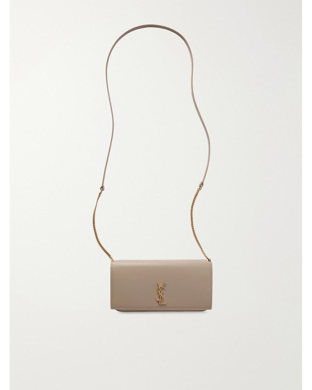 Saint Laurent White Cassandre Strap Leather Phone Case