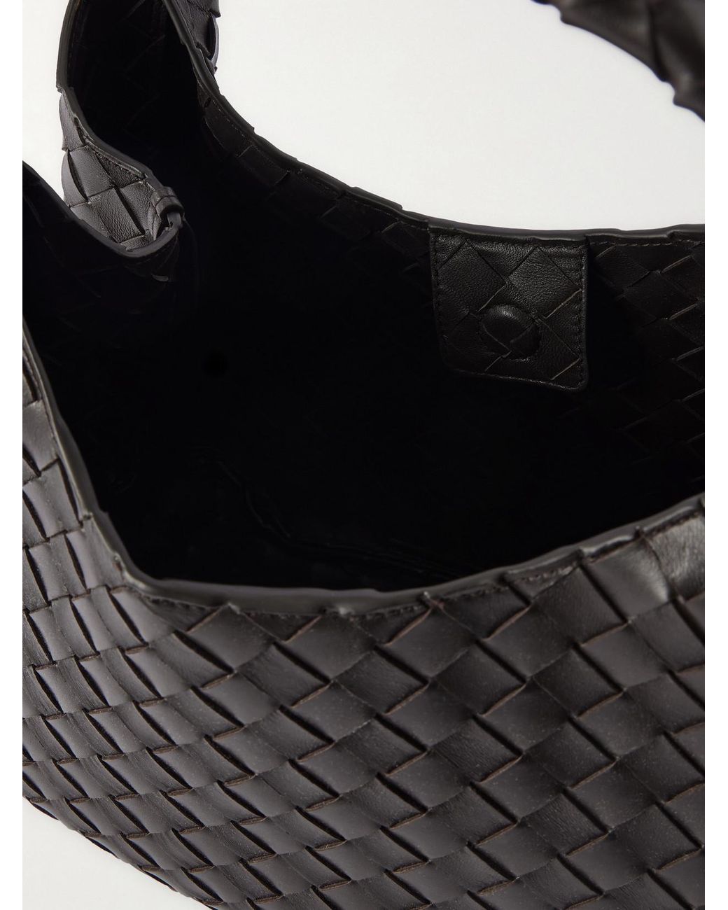 Bottega Veneta Black Campana Small Intrecciato Leather Shoulder Bag
