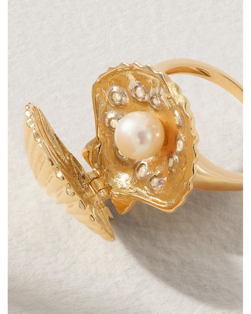 Mateo Natural Lady Venus 14-Karat, Diamond And Pearl Ring
