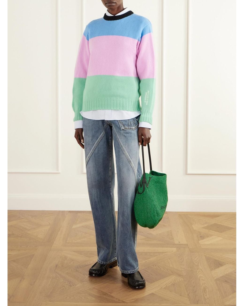 J.W. Anderson Blue Color-Block Intarsia-Knit Wool Sweater
