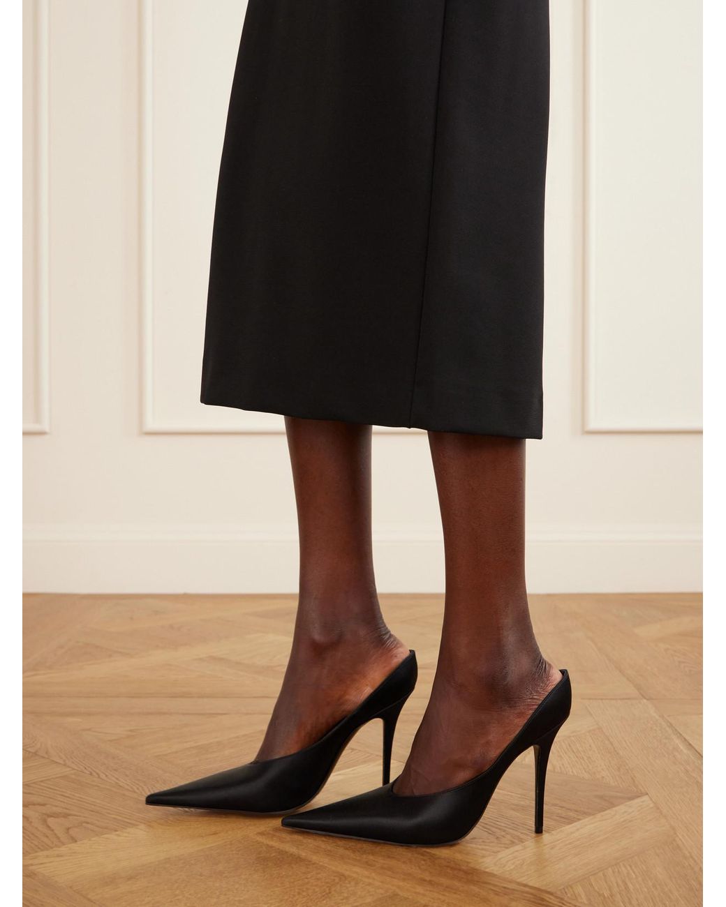 AMINA MUADDI Black Anok 105 Satin Pumps