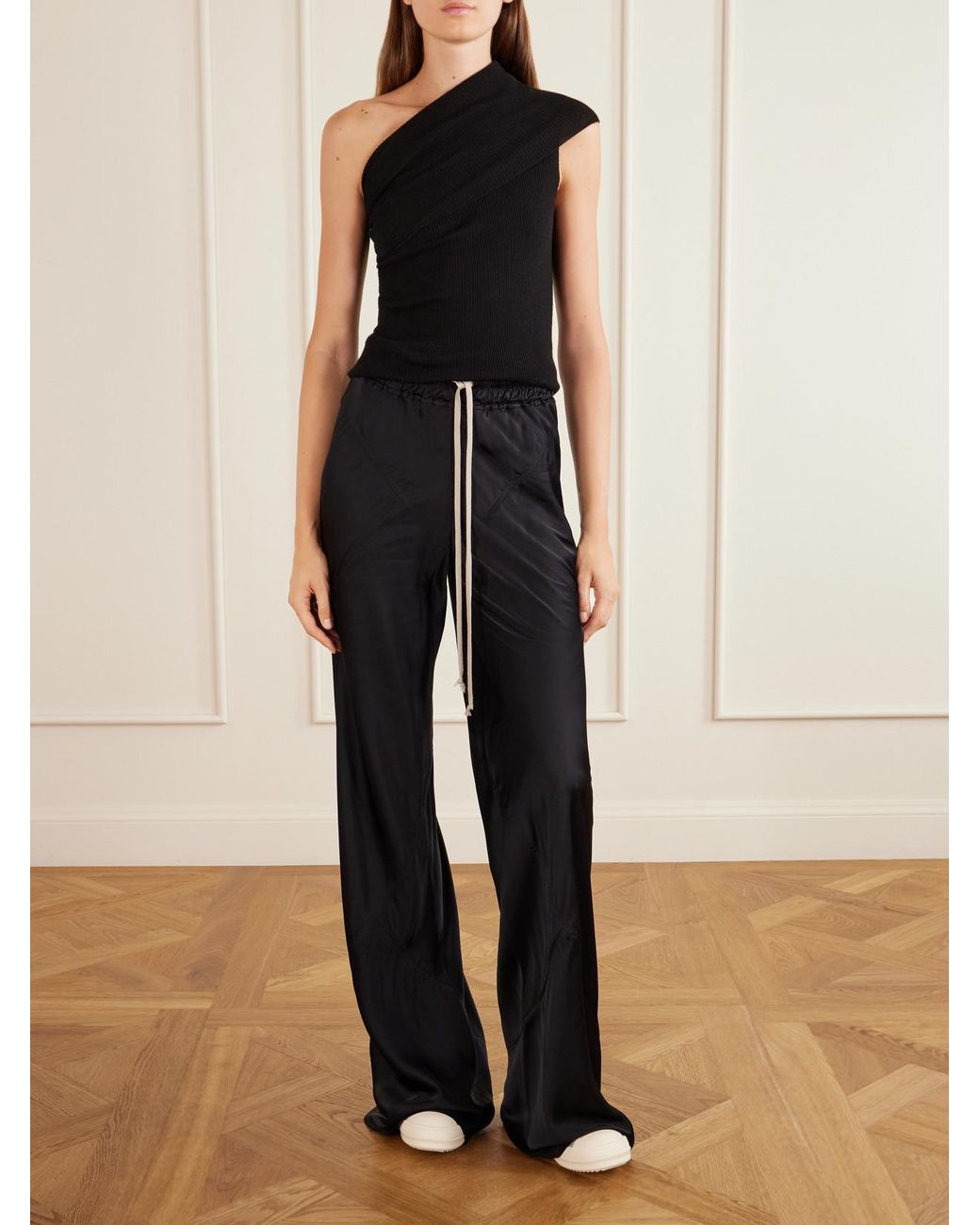 Rick Owens Blue Ramones Calf-Hair And Leather Sneakers