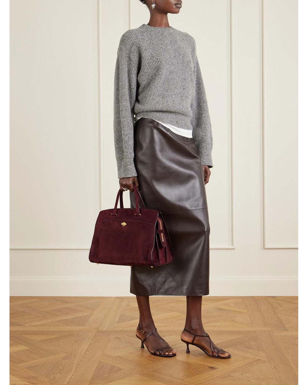 Metier Red Private Eye Medium Suede Tote
