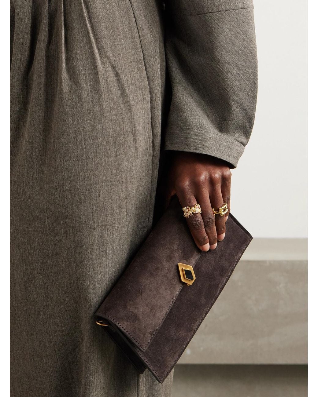Metier Brown Parallel 22 Small Suede Shoulder Bag