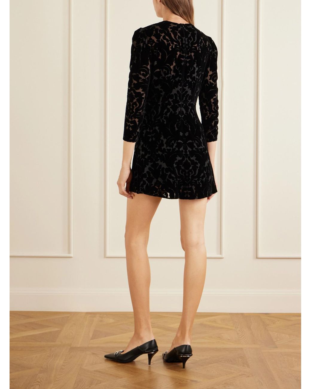 Gucci Black Devoré-Velvet Mini Dress