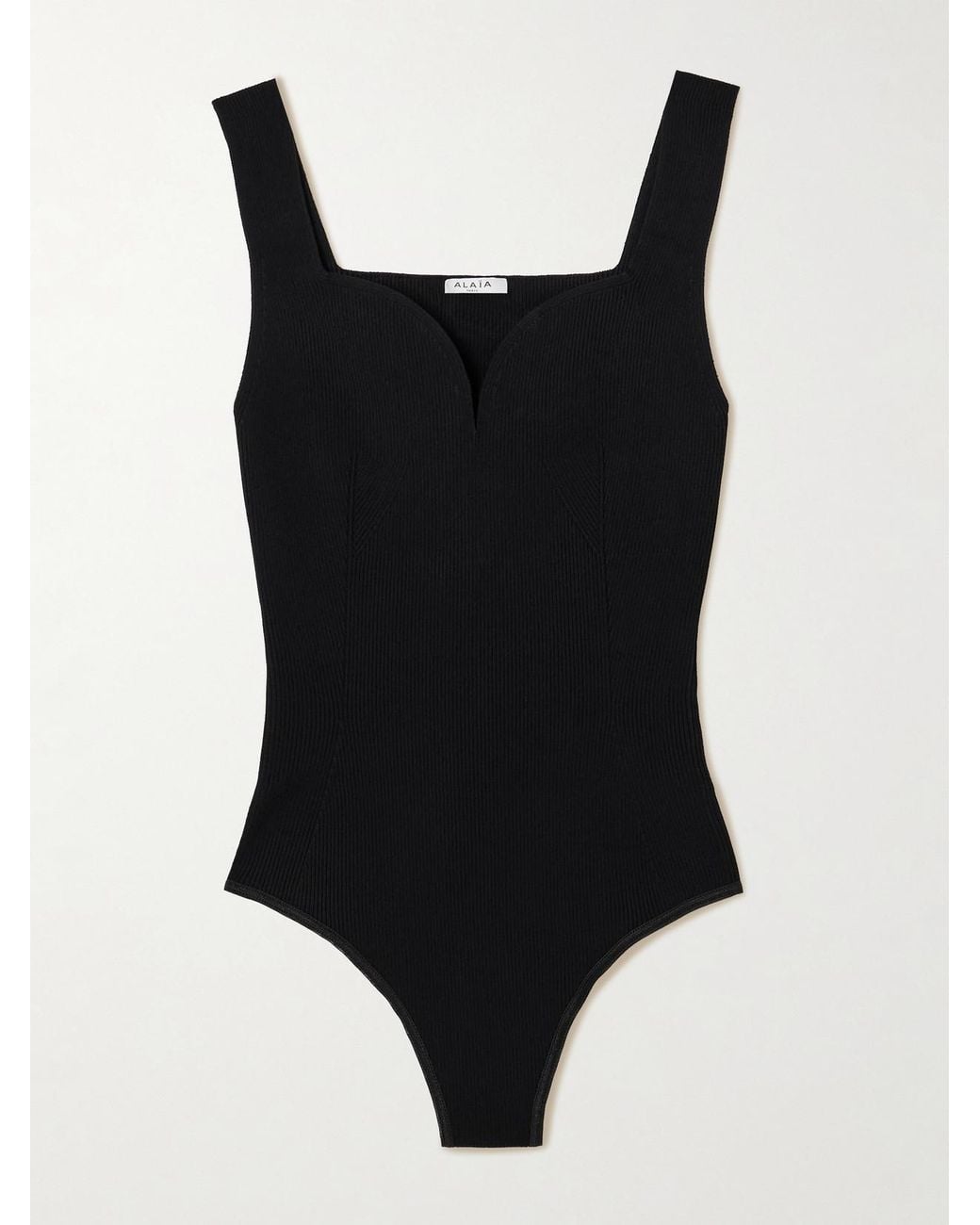 Alaïa Black Ribbed Jersey Bodysuit