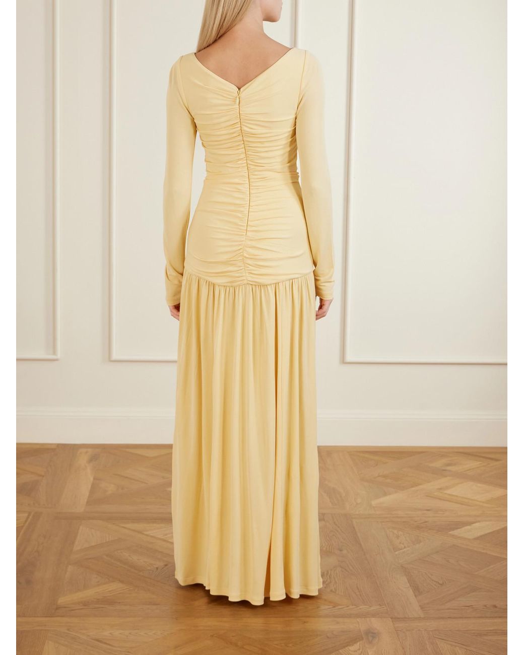 La Ligne Metallic Ruched Jersey Maxi Dress