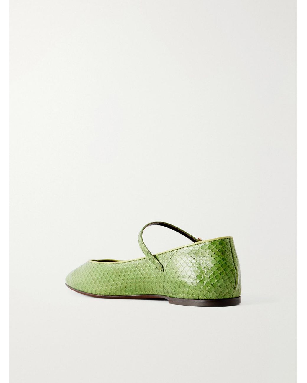 Herbert Levine Green Rule The Day Snake-Effect Leather Ballet Flats