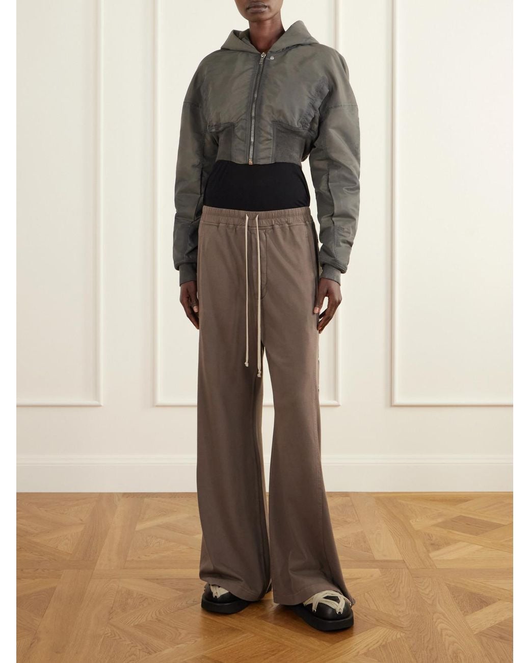Rick Owens Gray Padded Shell Bomber Jacket