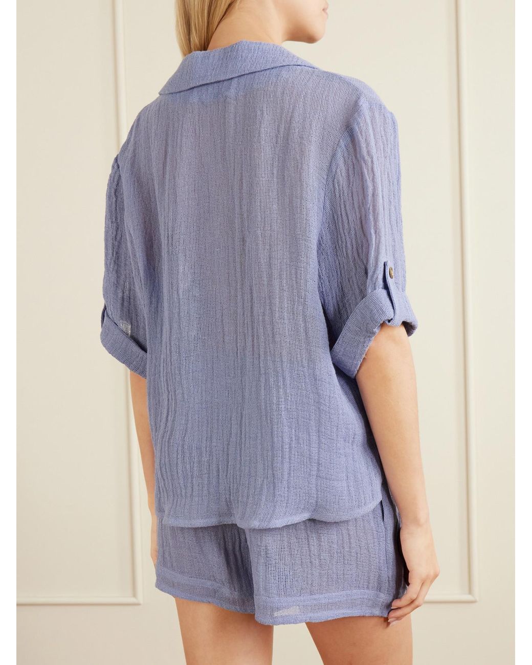 LeKasha Blue Minqar Linen Shirt