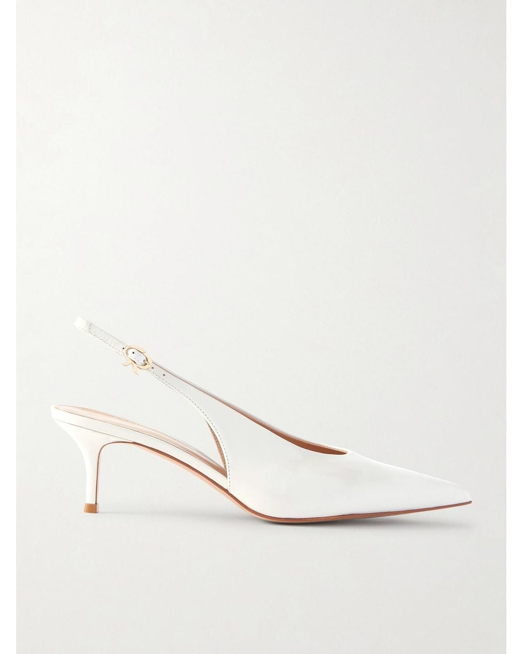 Gianvito Rossi White Robbie 55 Polished-Leather Slingback Pumps