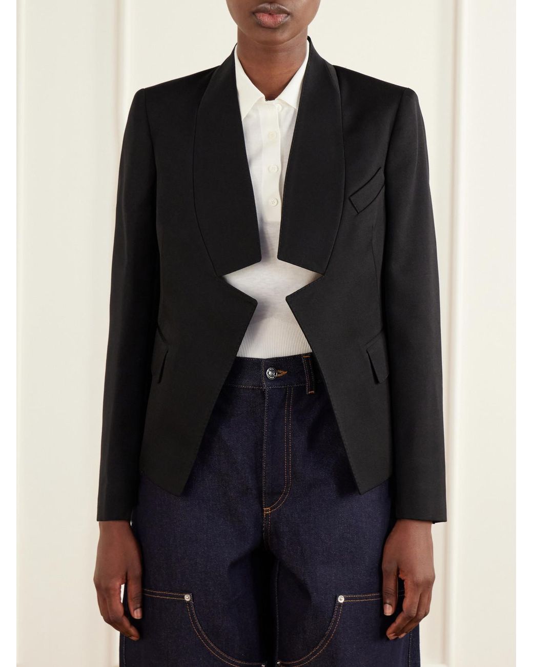 Givenchy Black Reverse Lapel Wool Grain De Poudre Jacket