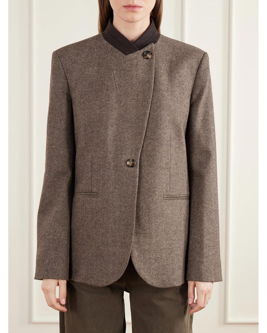 Twp Brown Herringbone Wool And Cashmere-Blend Jacket