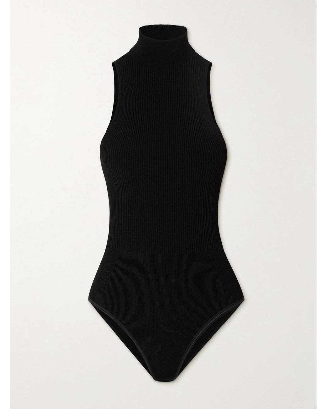 Alaïa Black Ribbed-Knit Turtleneck Bodysuit