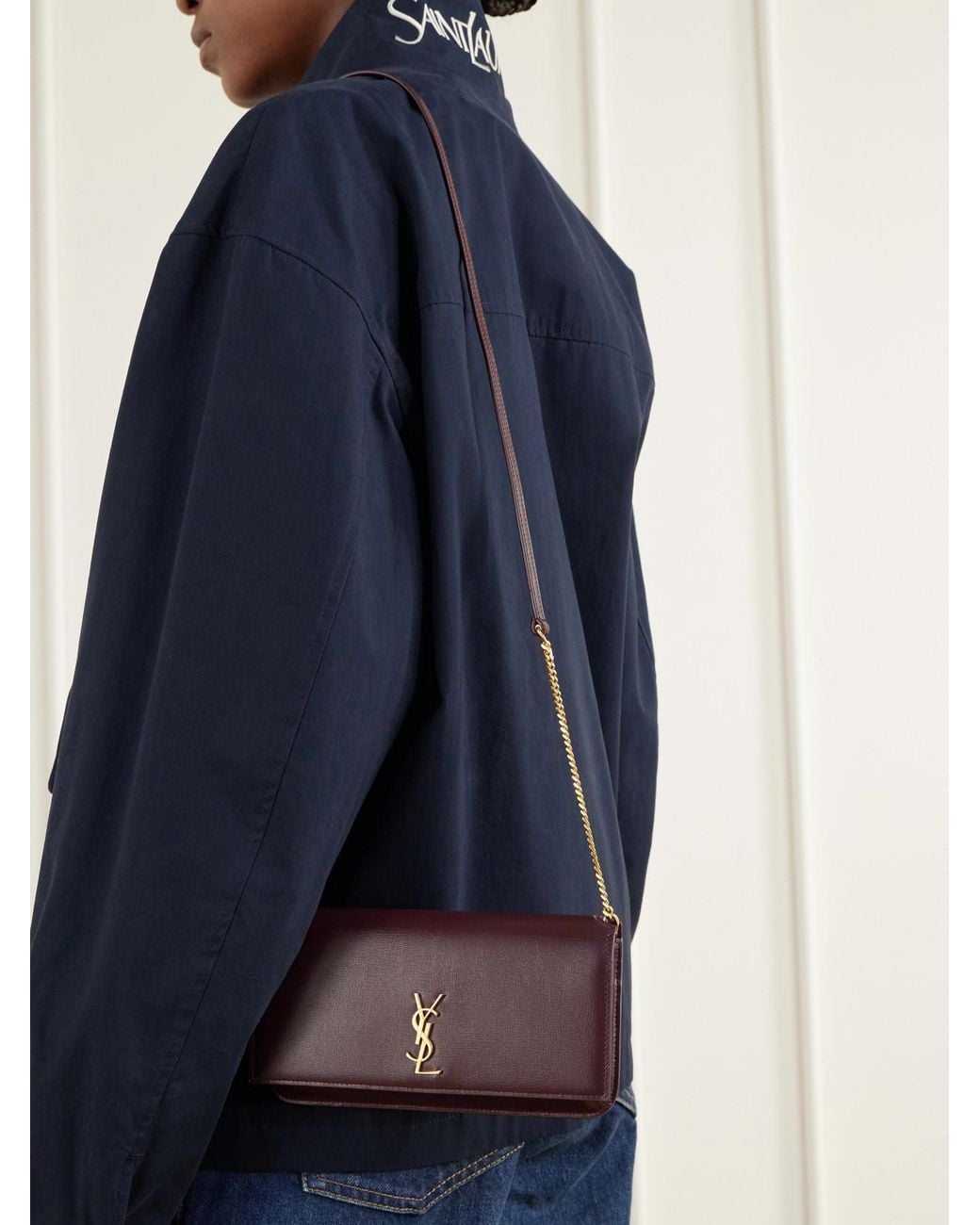 Saint Laurent Purple Cassandre Leather Phone Case