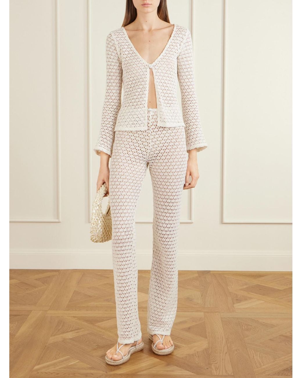 SARA CRISTINA White Playa Crocheted Cotton Coverup