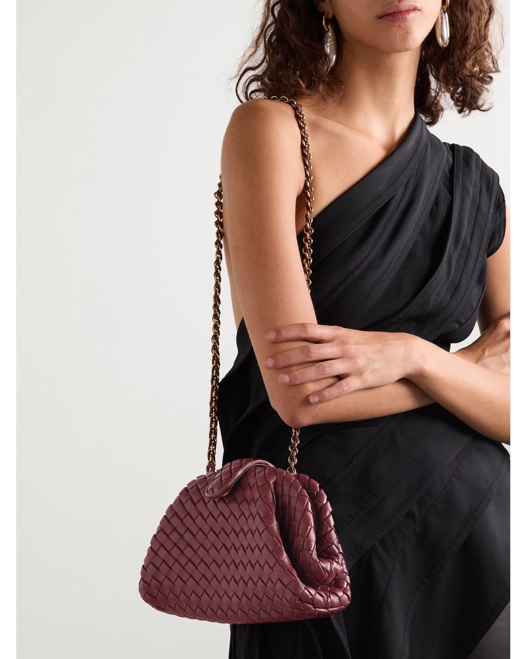 Bottega Veneta Red Lauren 1980 Small Intrecciato Leather Clutch
