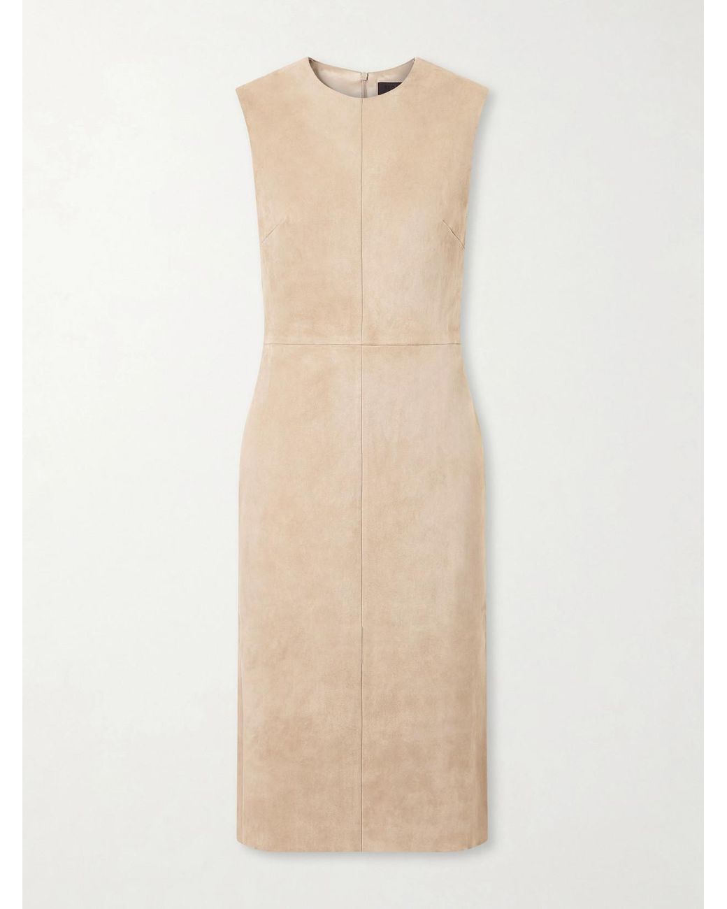 Stouls Natural Eva Paneled Suede Midi Dress