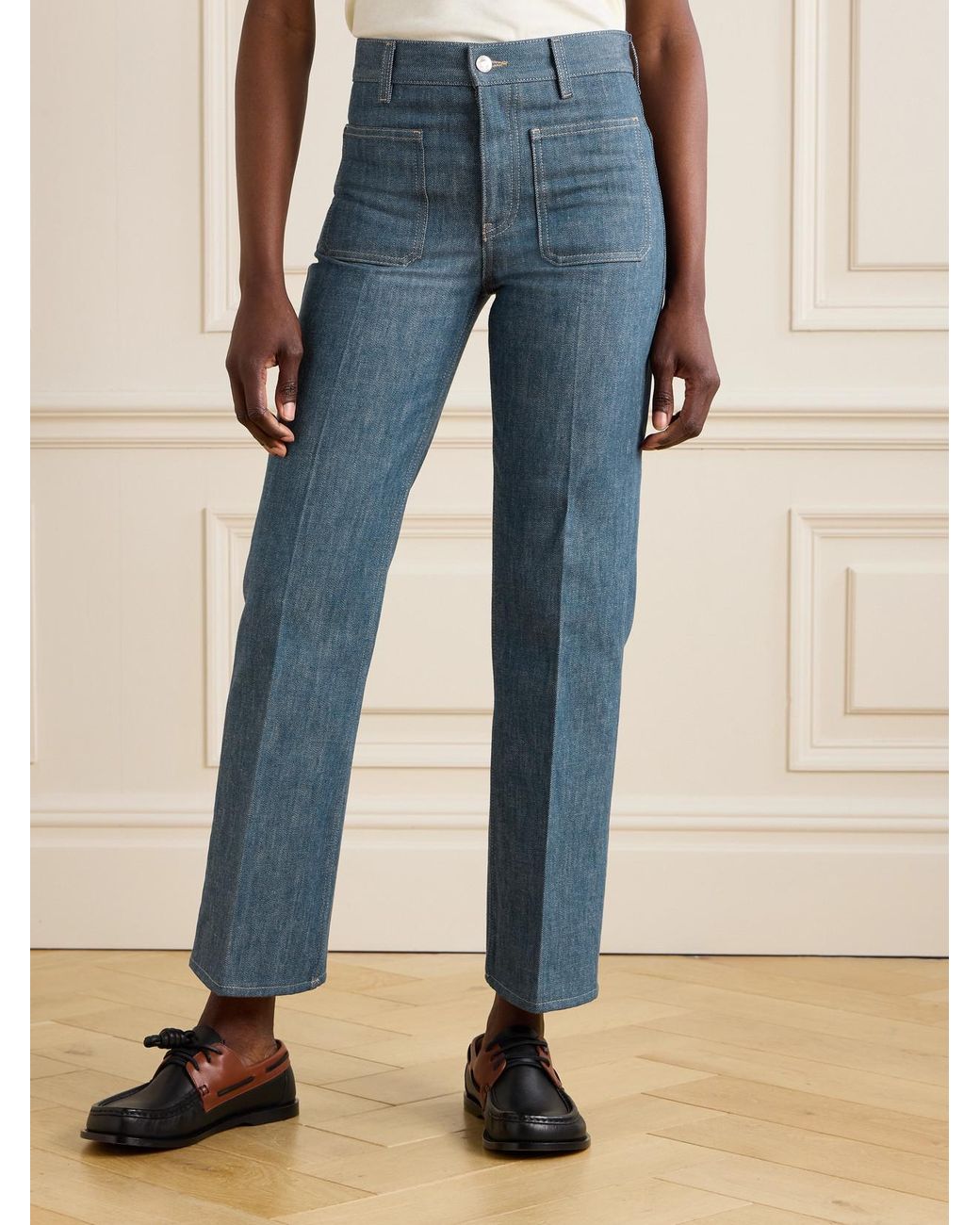 Loro Piana Blue Lamark High-Rise Flared Jeans