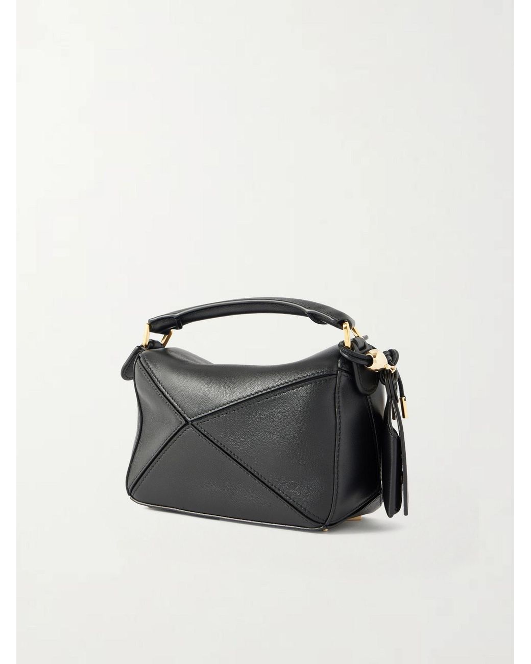 Loewe Black Featherlight Puzzle Mini Textured-Leather Top-Handle Bag