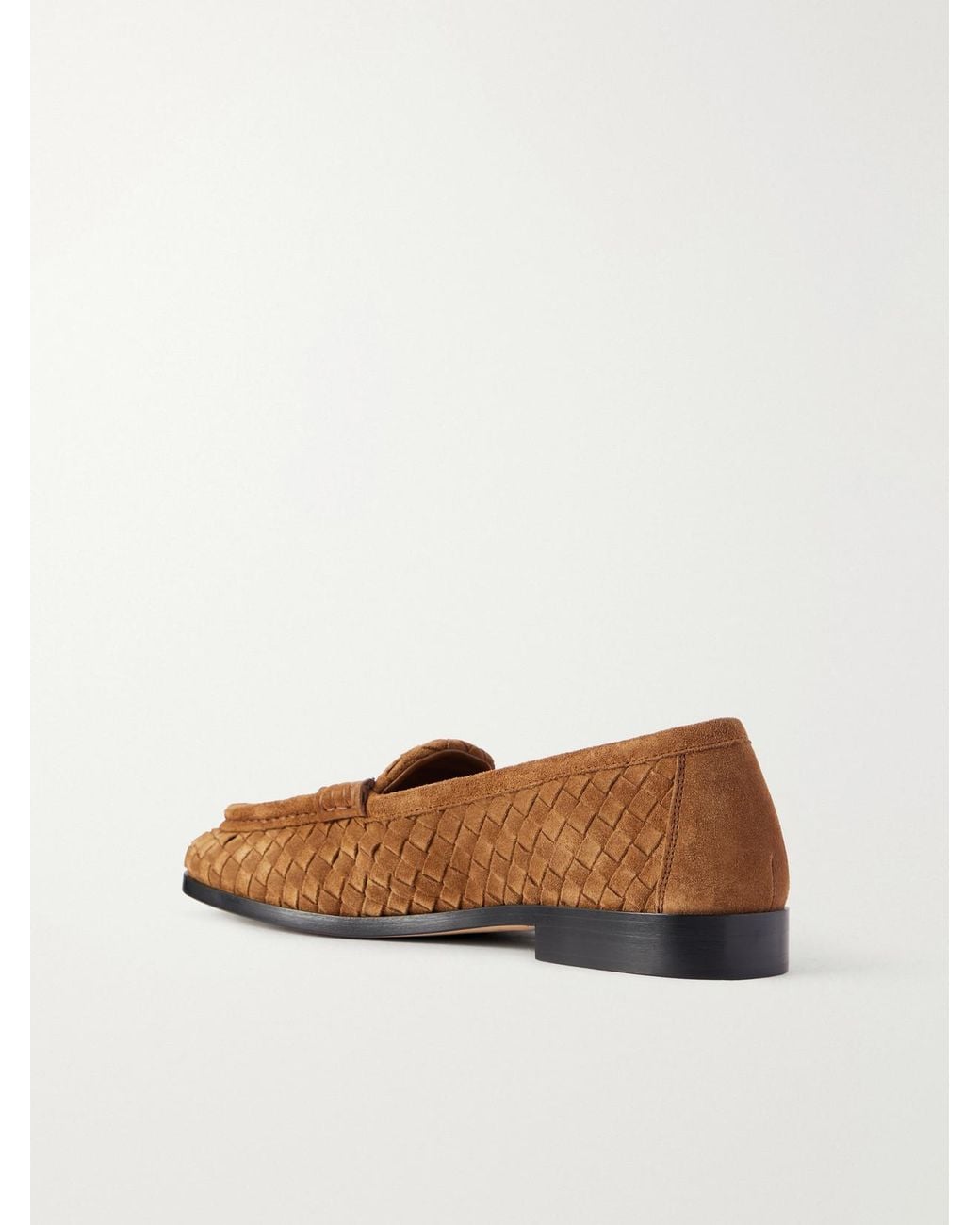Bottega Veneta White Intrecciato Suede Loafers