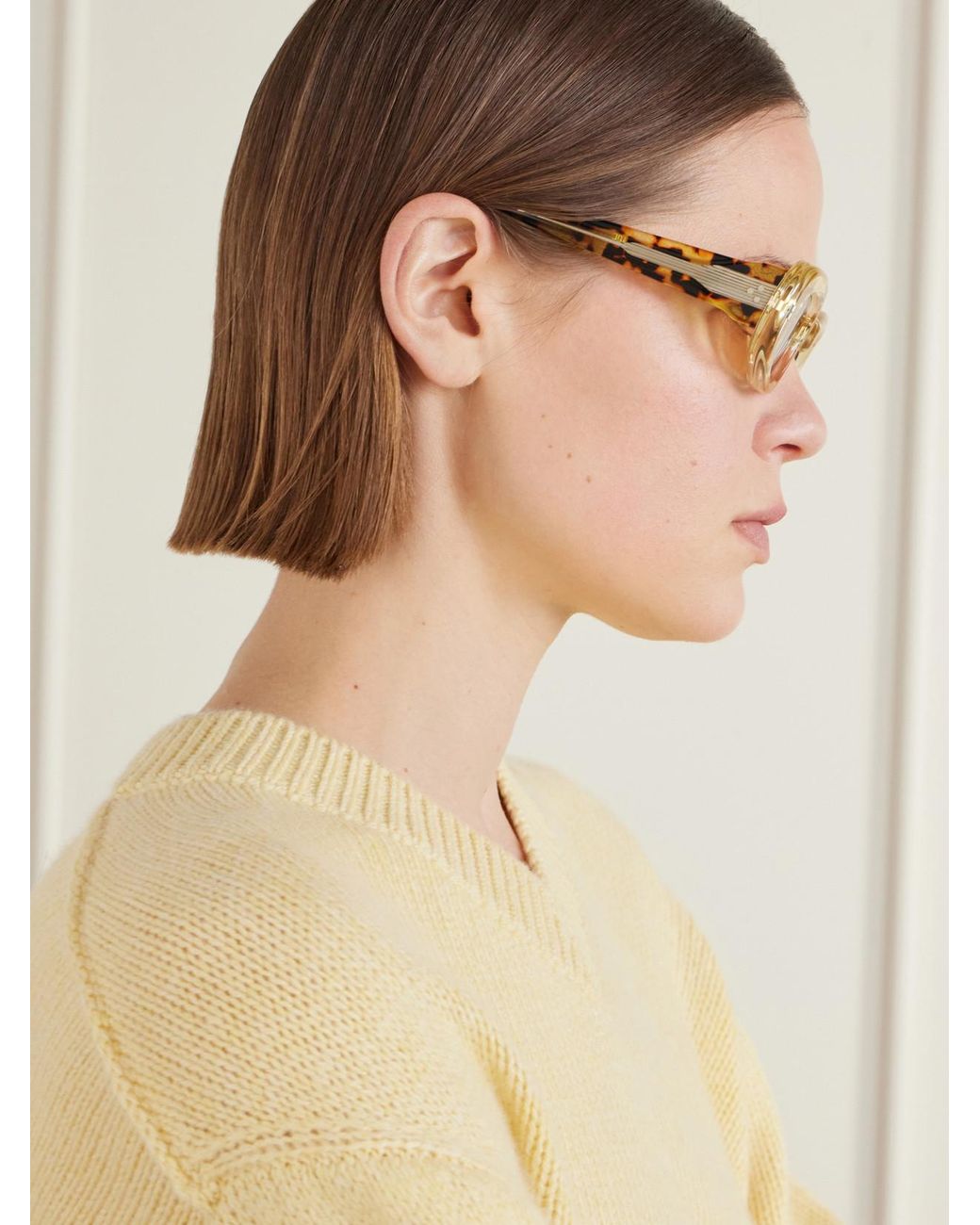 Jacques Marie Mage Natural Ann Oval-Frame Tortoiseshell Acetate Sunglasses