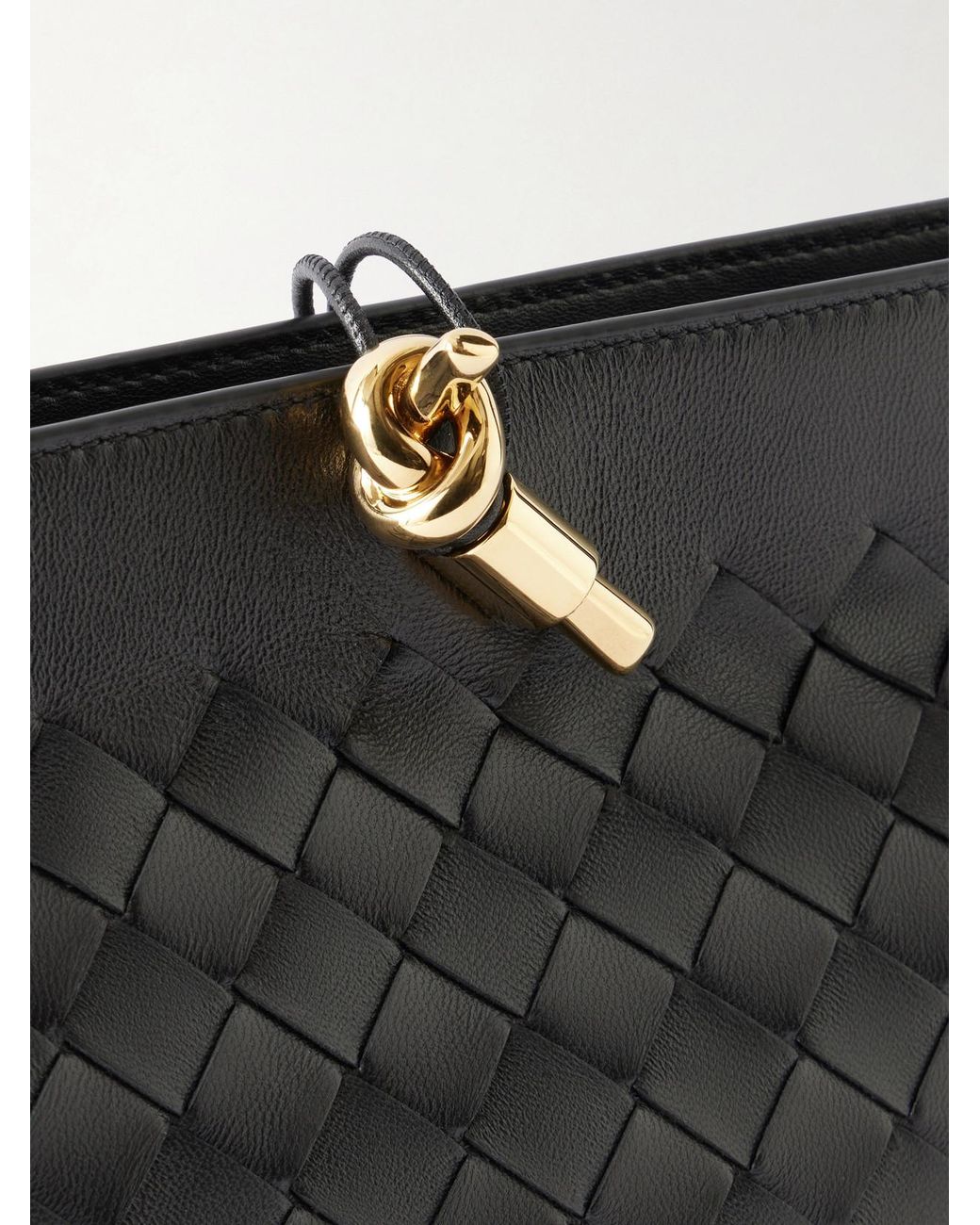 Bottega Veneta Black Andiamo Intrecciato Leather Boat Pouch