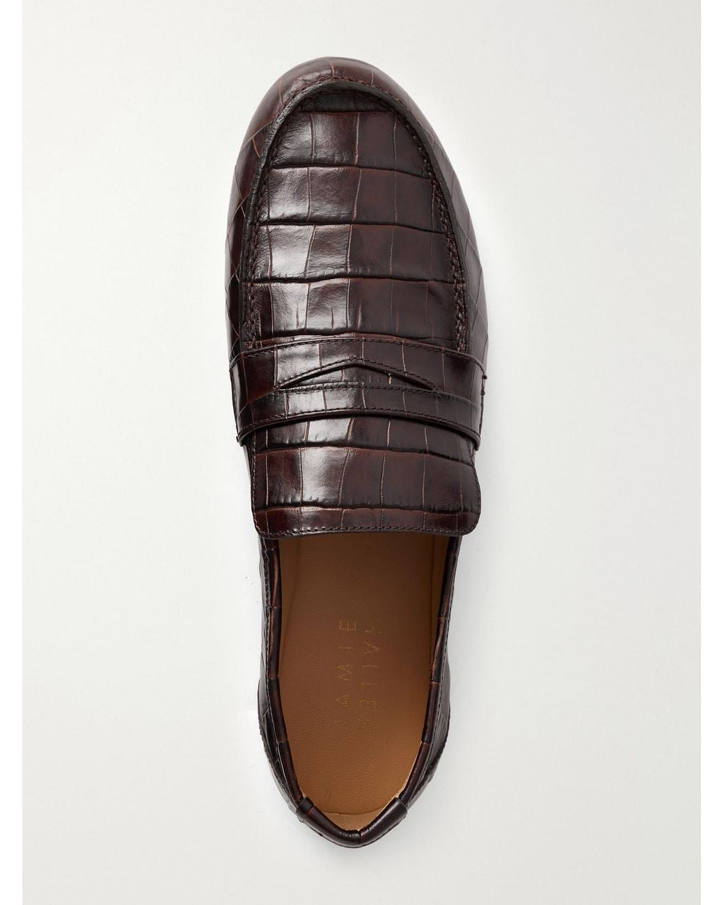 Jamie Haller Brown The Penny Croc-Effect Leather Loafers
