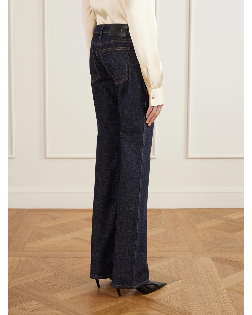 Khaite Blue Conforti Mid-Rise Bootcut Jeans