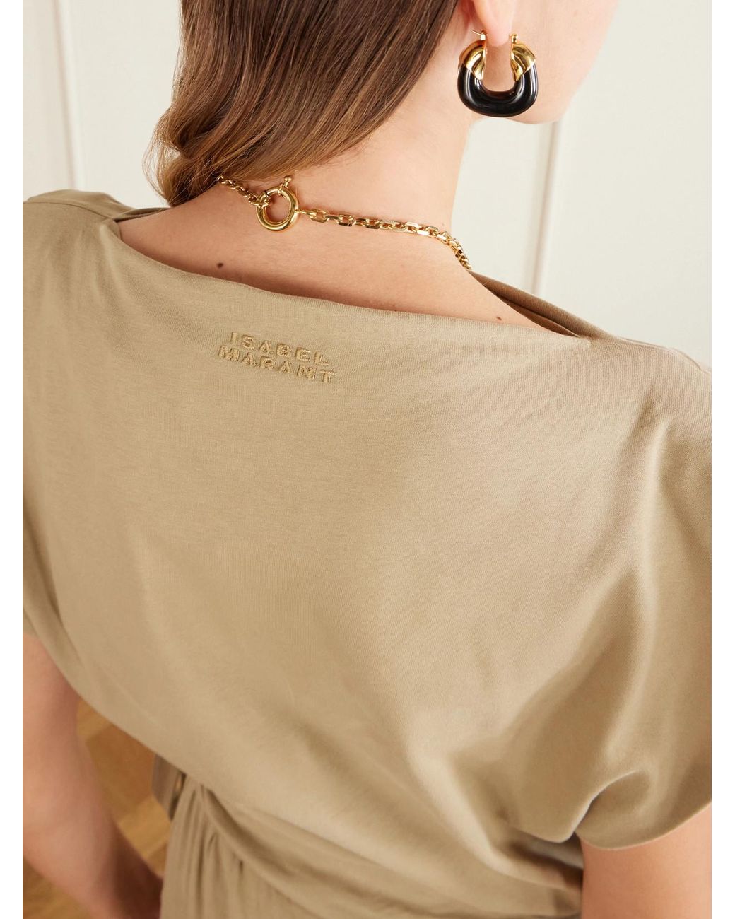 Isabel Marant Natural Marielle Draped Cotton Mini Dress