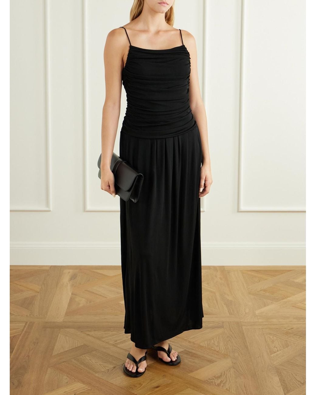 Kallmeyer Black Reese Gathered Jersey Midi Dress