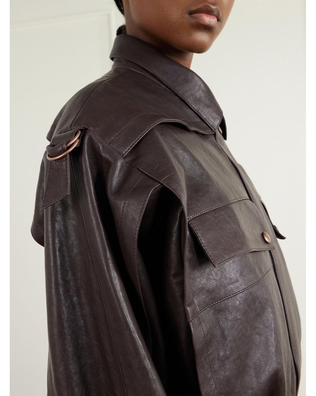 Magda Butrym Black Belted Leather Jacket