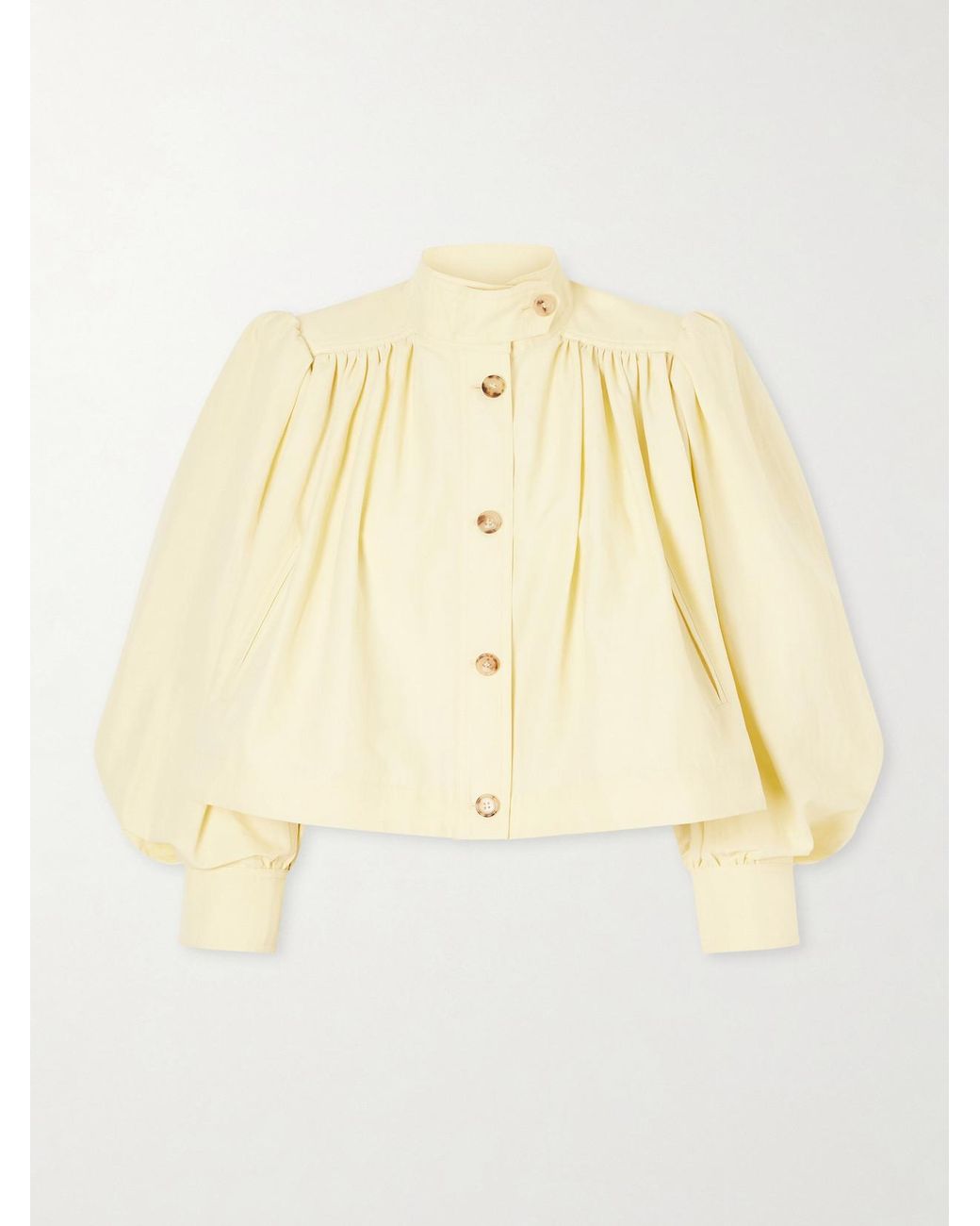 Chloé Natural Gathered Cotton And Linen-Blend Jacket