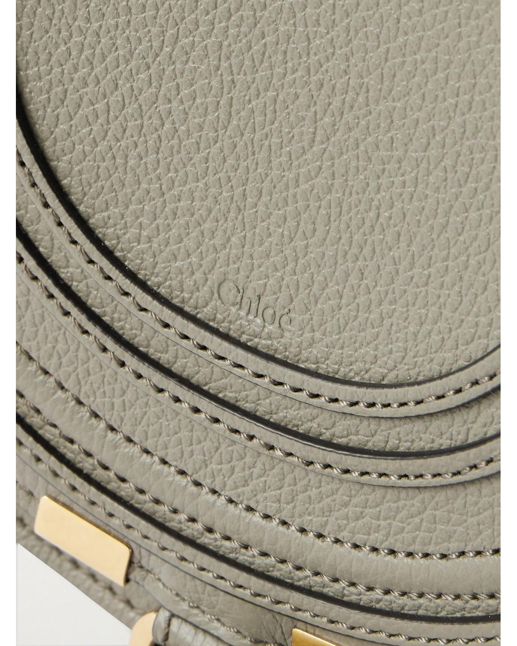 Chloé Gray Marcie Mini Textured-Leather Shoulder Bag