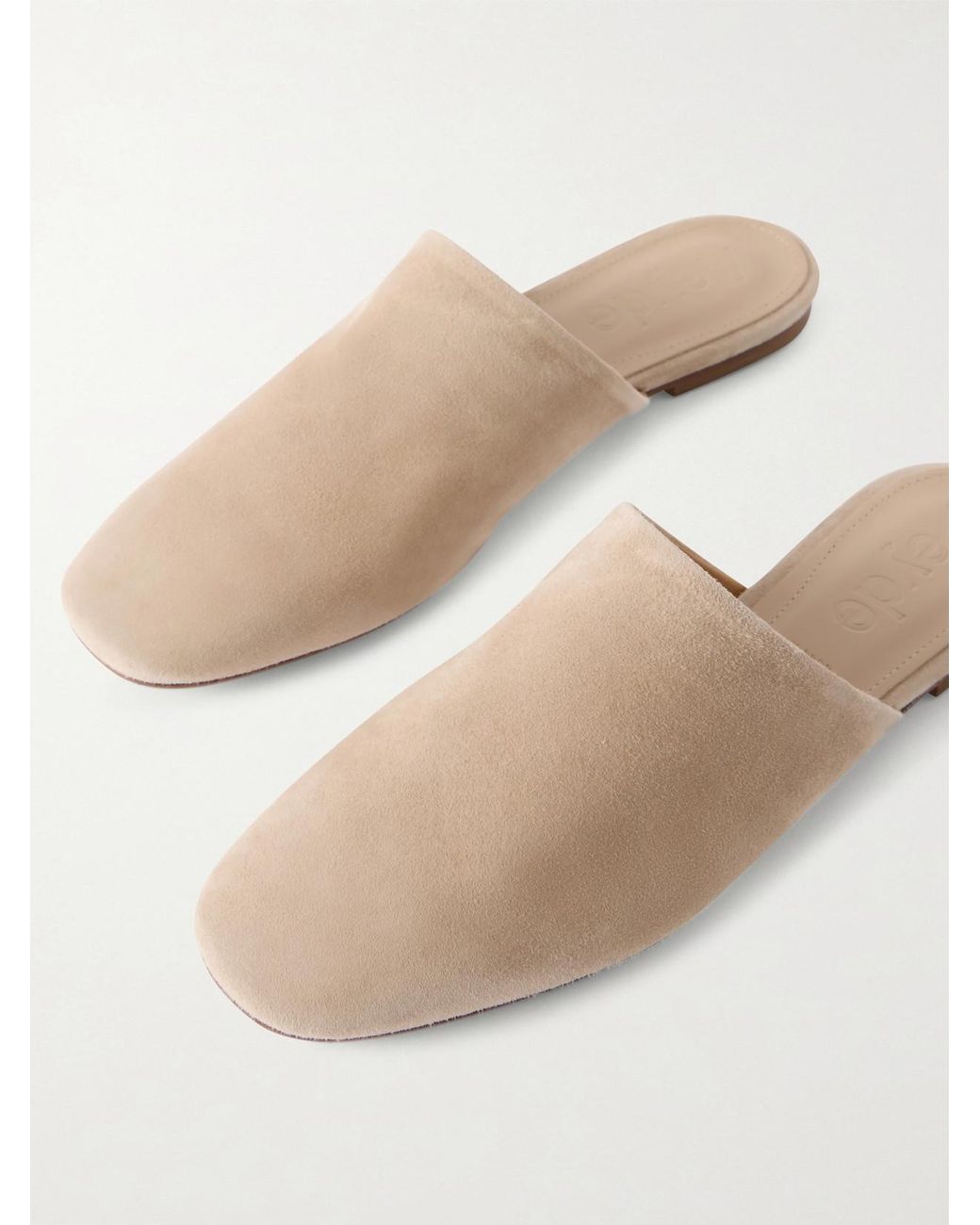 Aeyde White Rega Suede Slides