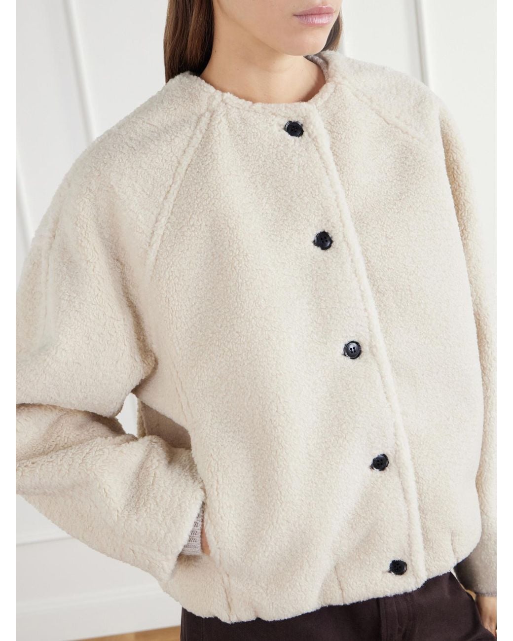 Citizens of Humanity Natural Cropped Plush Bomber Jacket