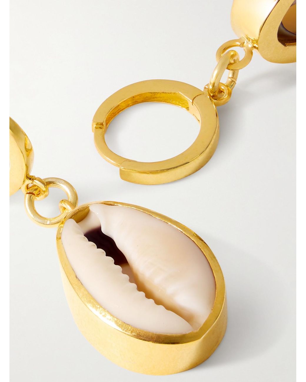 Tohum Design White Concha Puka Vermeil Earrings