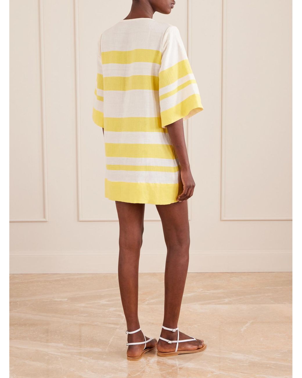 Lemlem Yellow Belkis Striped Cotton Kaftan