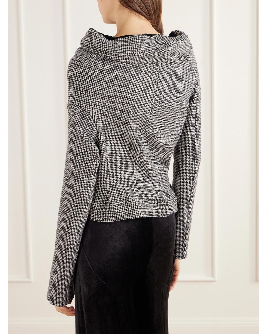 Junya Watanabe Gray Asymmetric Houndstooth Wool-Blend Jacket