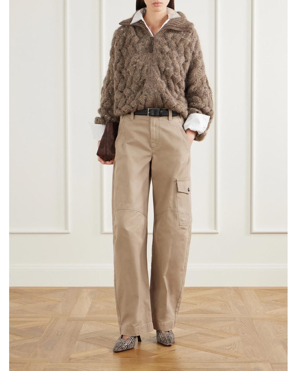 Brunello Cucinelli Natural High-Rise Barrel Jeans