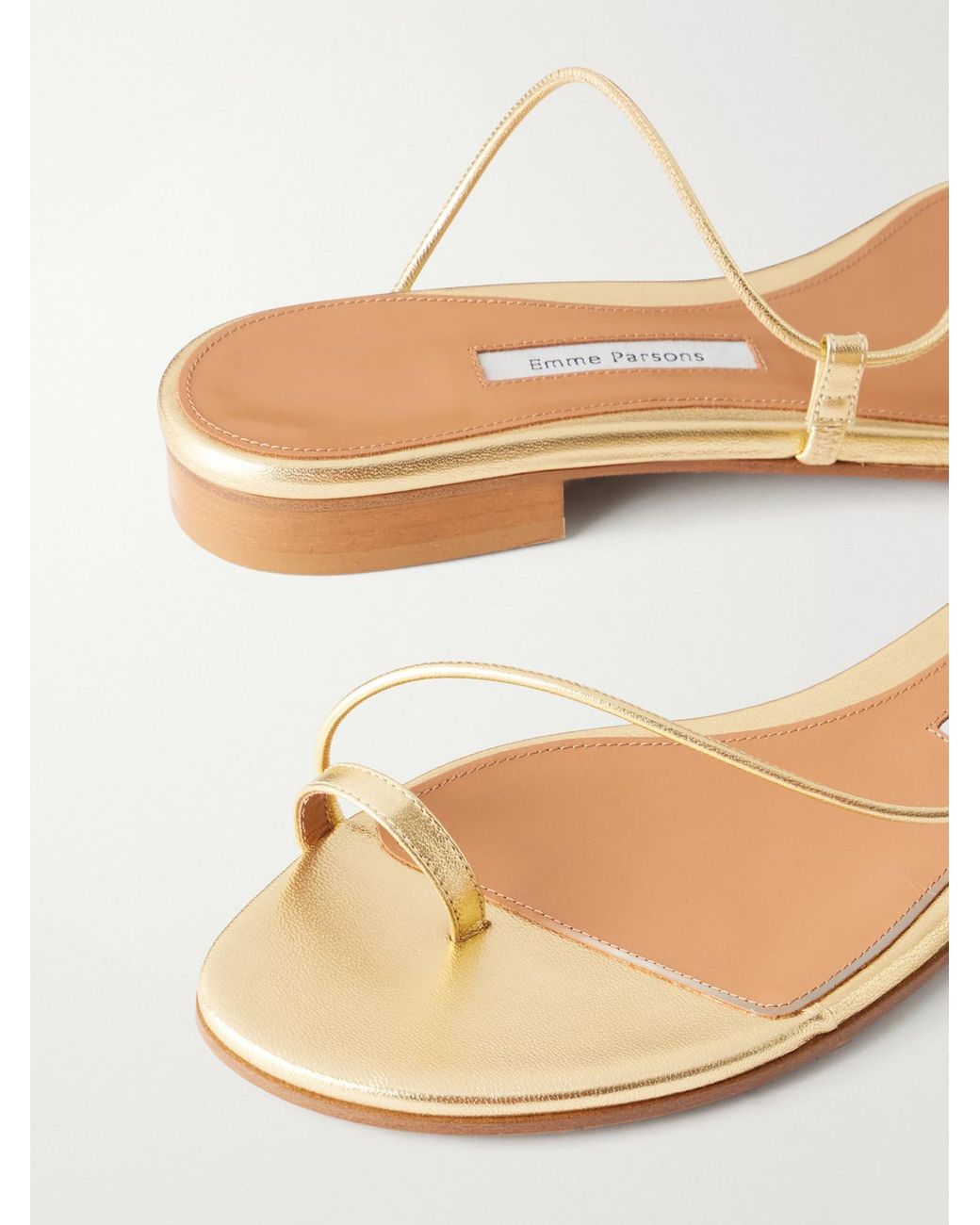 Emme Parsons Natural Susan Metallic-Leather Sandals