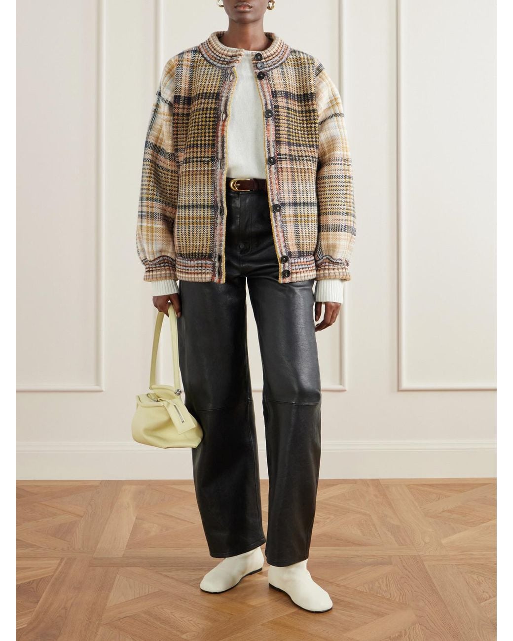 Missoni Natural Padded Checked Wool Bomber Jacket