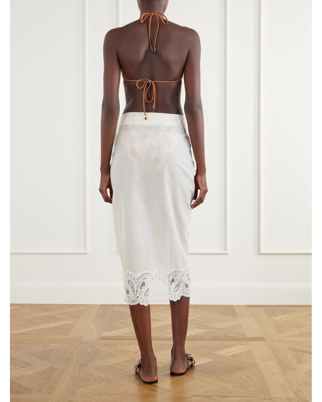 Zimmermann White Lace-Trimmed Cotton Pareo