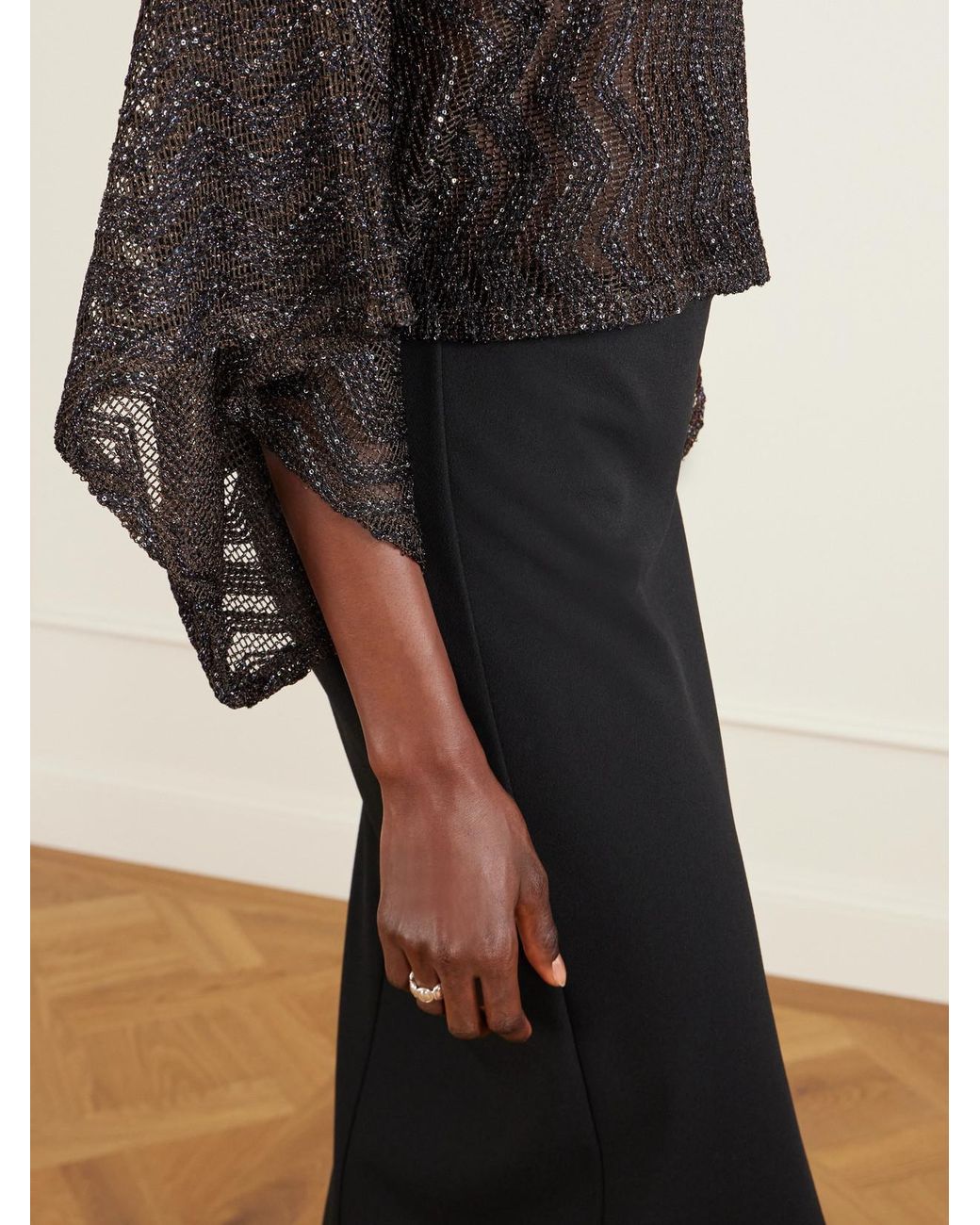 Missoni Black Mare Cropped Sequin-Embellished Crochet-Knit Top