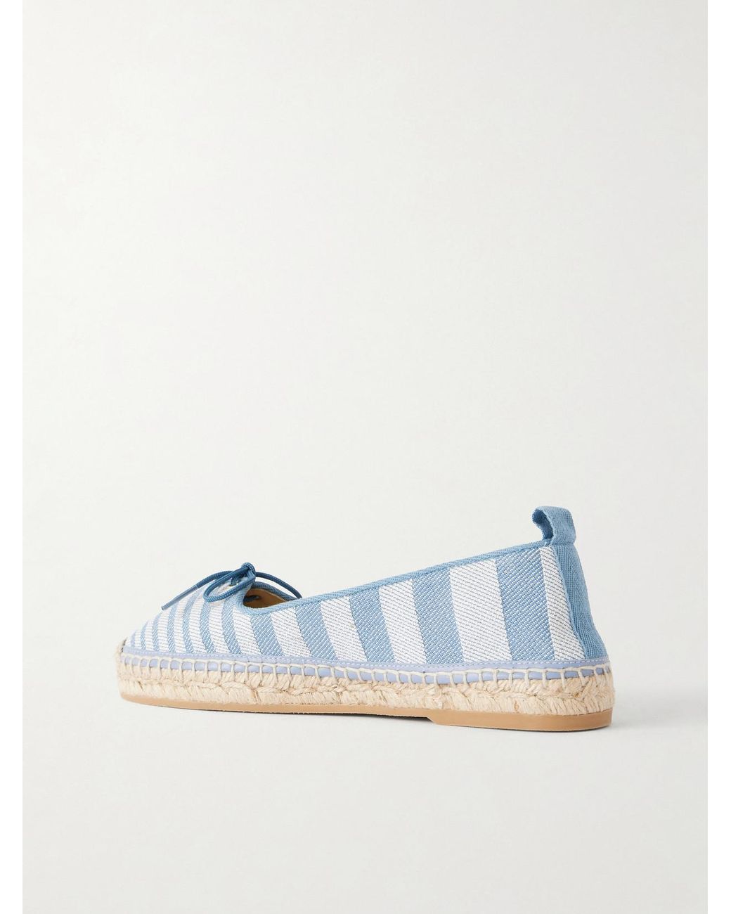 Chloé Blue Leather-Trimmed Striped Canvas Espadrilles