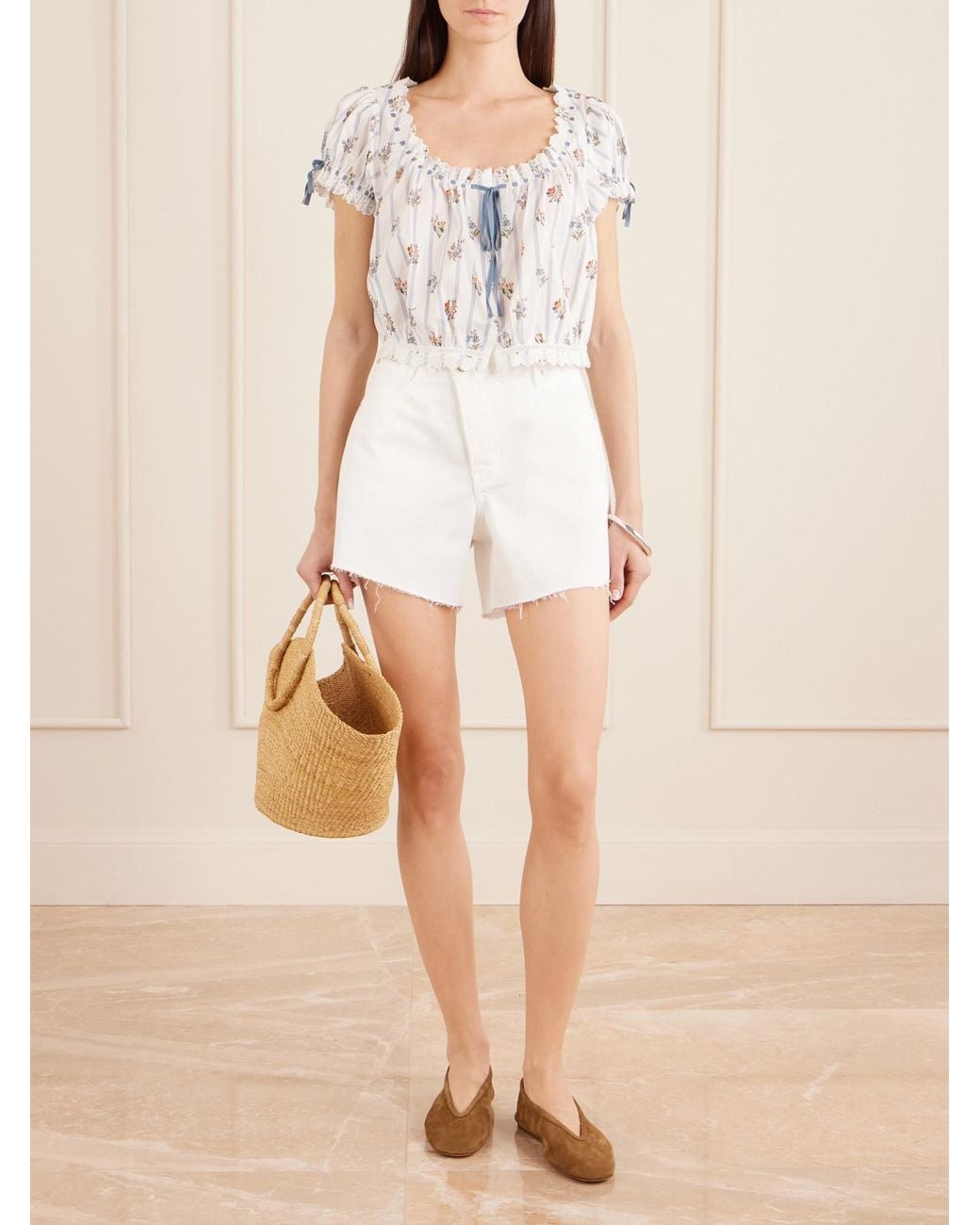 Doen Gray Nera Broderie Anglaise Organic Cotton Blouse